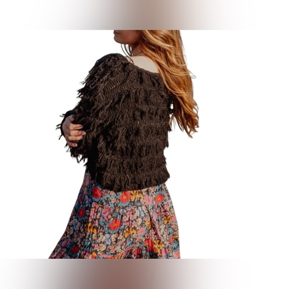 Cleobella Black Fringe Sweater 100% Organic Cotton Size Medium - Picture 2 of 7